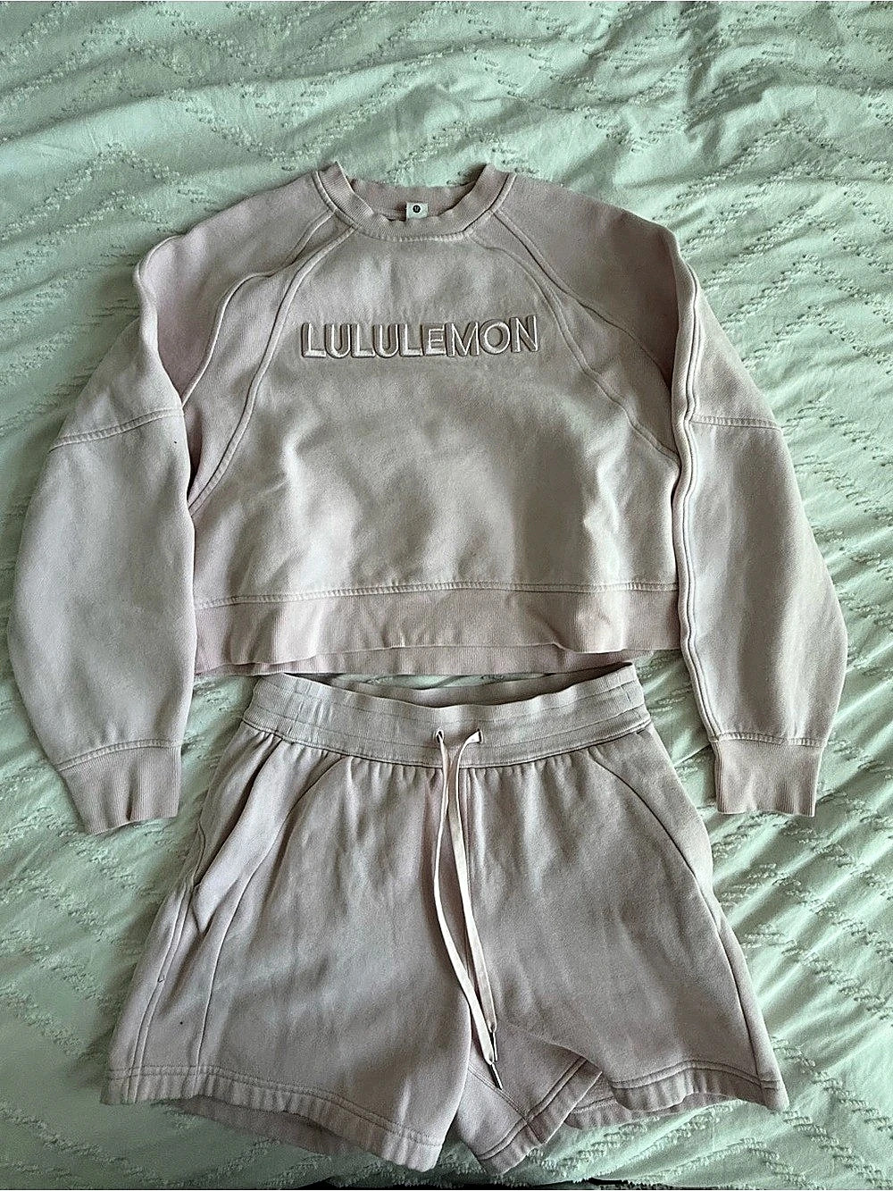 lululemon Pink Scuba Sweatshirt & Shorts Set Size Medium